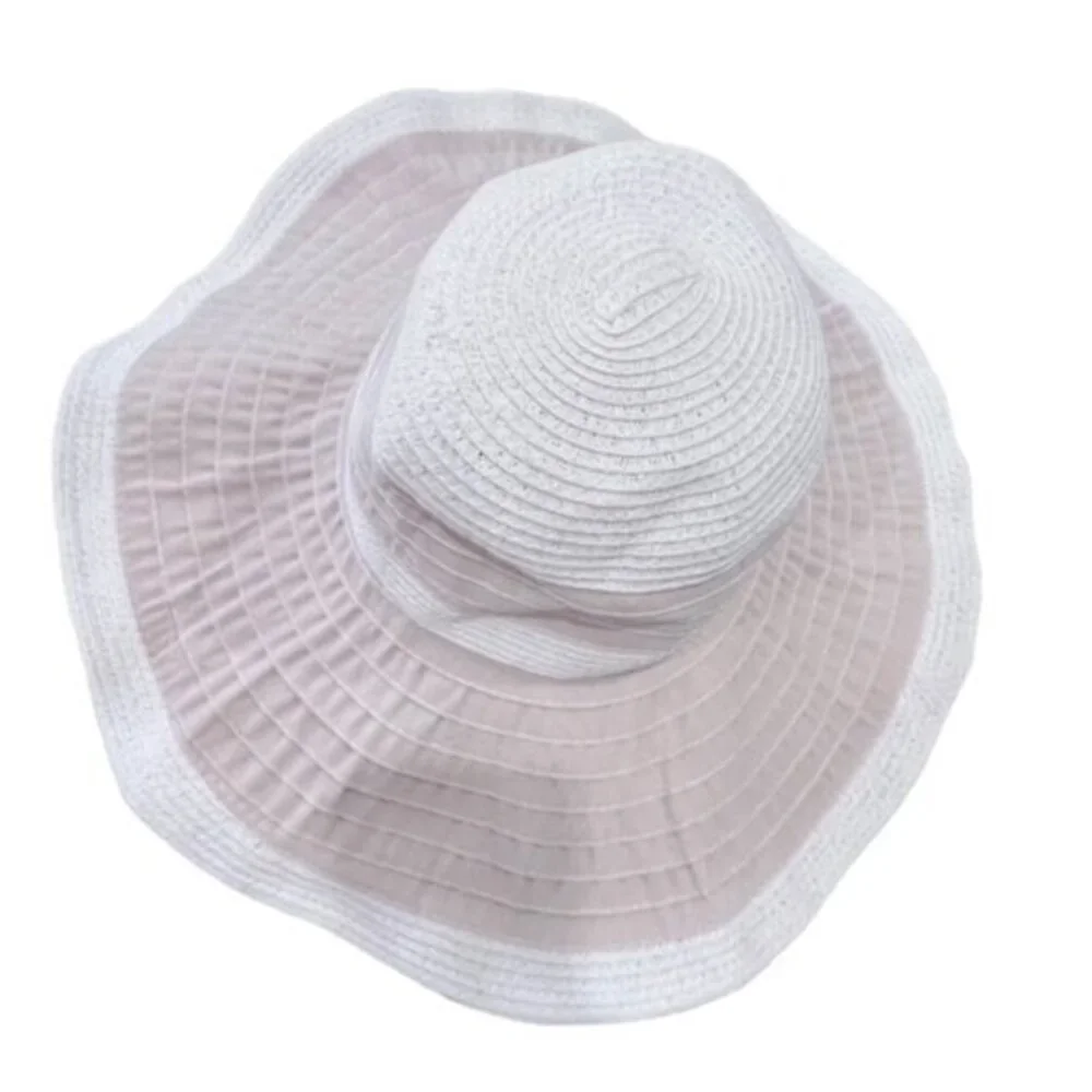 Womens Floppy Sun Hat Wide‎ Brim Beige Ivory BOHO Beach Vacation Pool Travel
